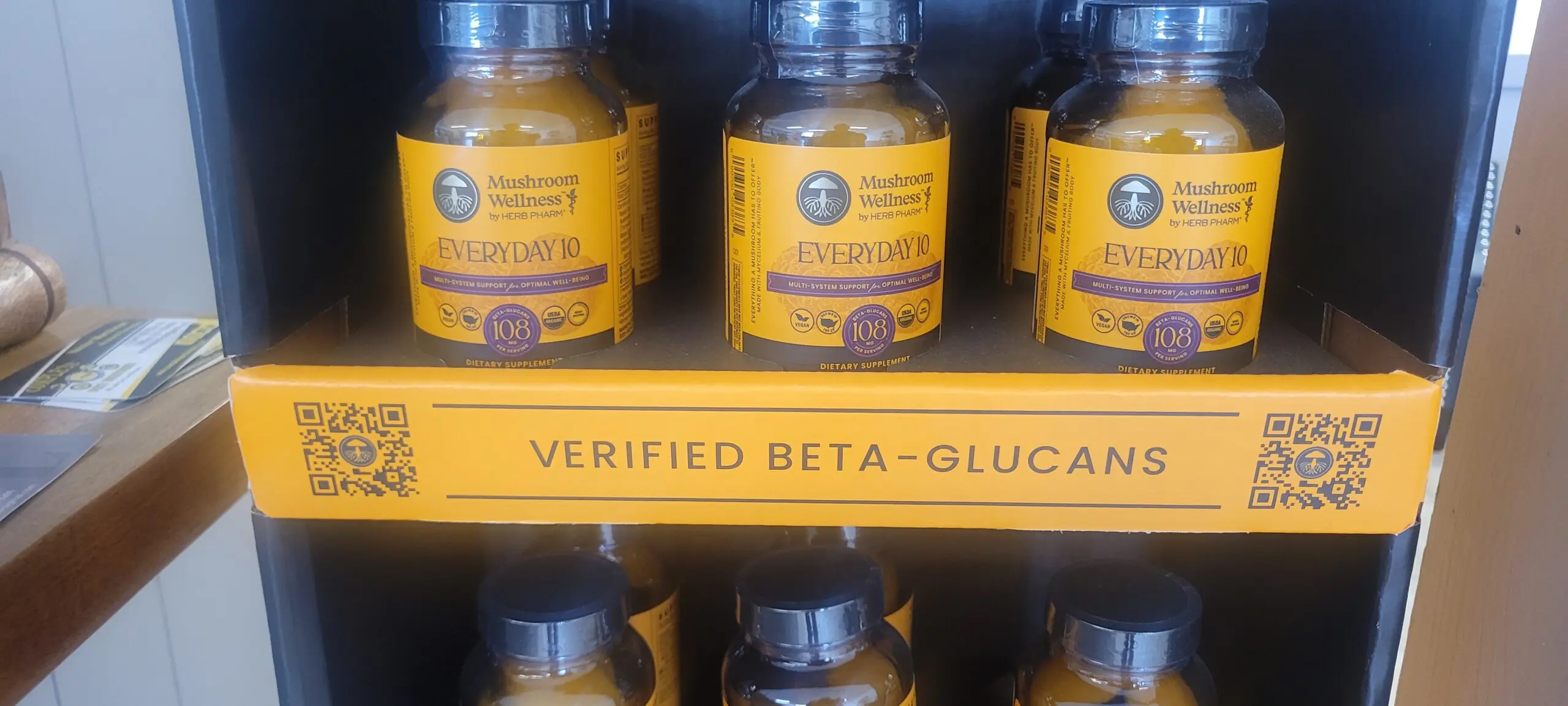 Bottles of turmeric dietary supplement with verified beta-glucan.